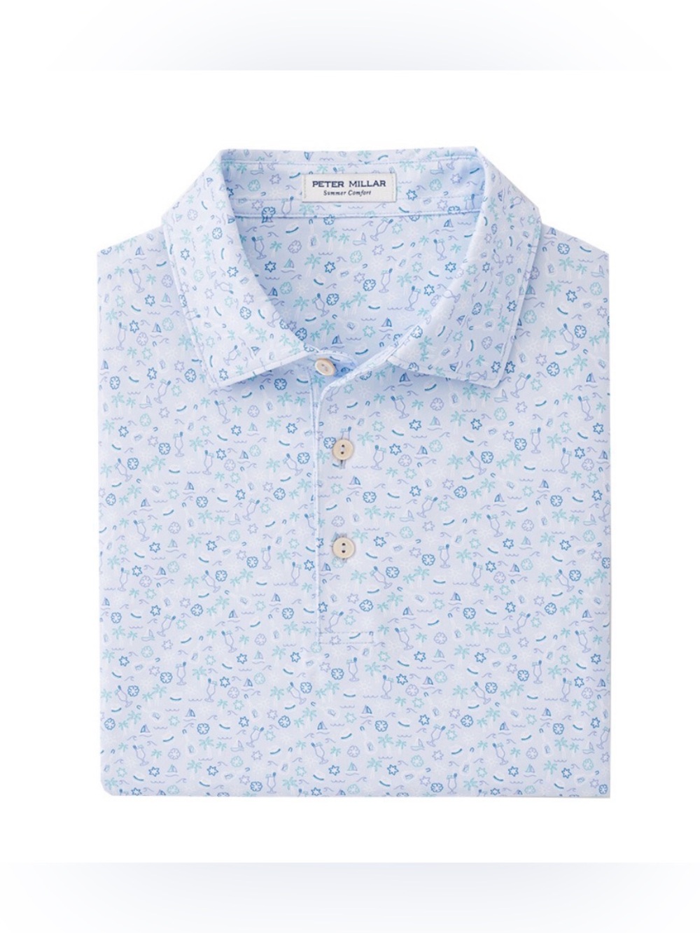 Peter Millar Utopia Burger Crown Sport Golf Polo Shirt Large Blue NWT
